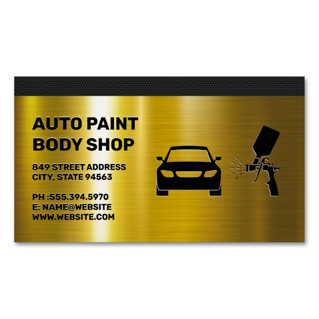 Autobody Paint Shop Magnetic Business Card (Front)