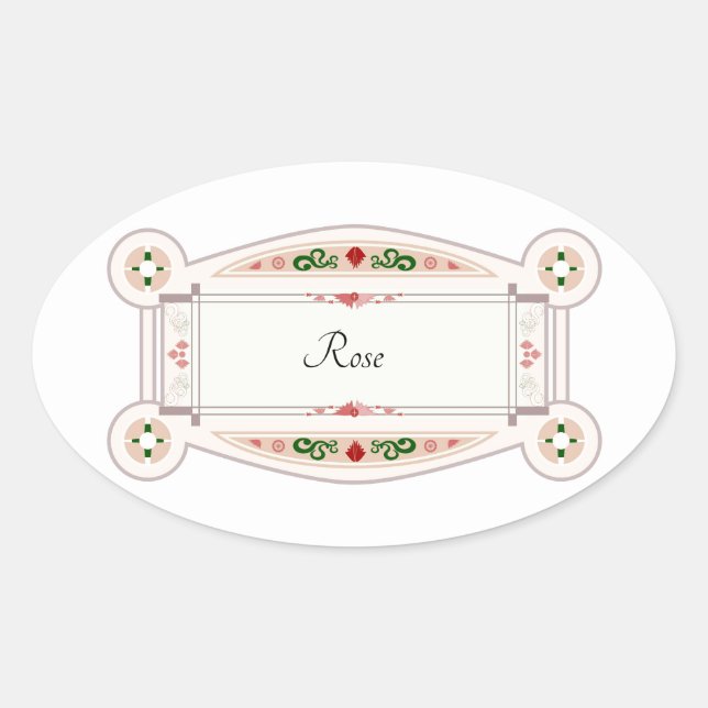 Autocollant rétro avec étiquette rose oval sticker (Front)