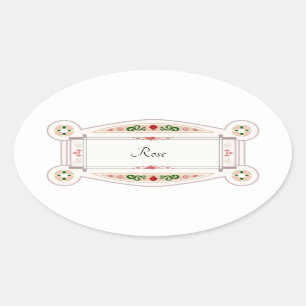 Autocollant rétro avec étiquette rose oval sticker