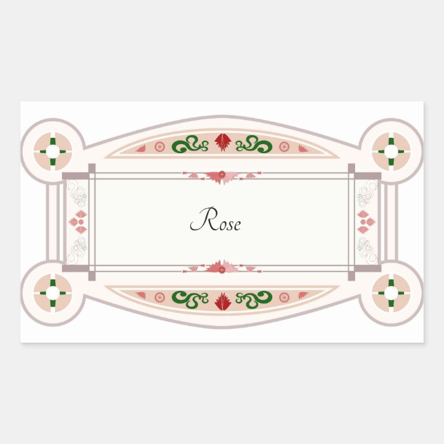 Autocollant rétro avec étiquette rose rectangular sticker (Front)