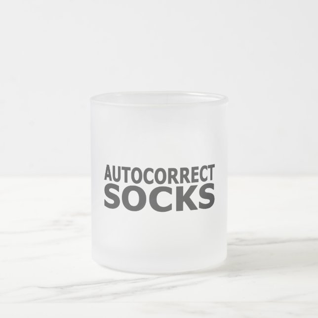 Autocorrect Socks Frosted Glass Coffee Mug (Center)