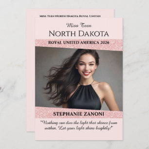 Autograph Card for Pageants   Rose Glitter Glitz