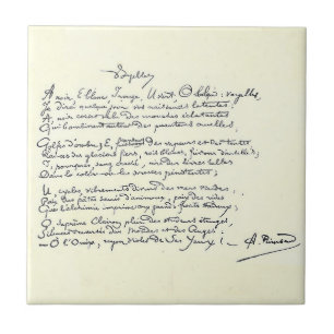 Autograph manuscript of Voyelles (Rimbaud) Ceramic Tile