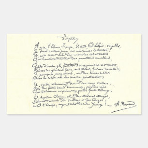 Autograph manuscript of Voyelles (Rimbaud) Rectangular Sticker