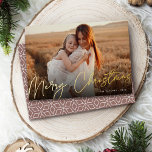 Autograph | Merry Christmas Horizontal Photo Foil Holiday Card<br><div class="desc">Send holiday greetings to friends and family in chic style with our elegant photo cards. Design features your favourite horizontal or landscape orientated photo with "Merry Christmas" overlaid in shining gold foil hand lettered script. Personalise with your family name and the year in the lower right corner.</div>