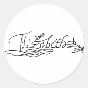 Autograph of Queen Elizabeth I of England Classic Round Sticker