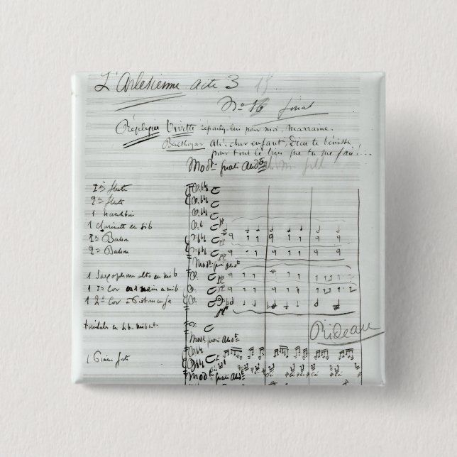 Autograph Score of Act III 15 Cm Square Badge (Front)