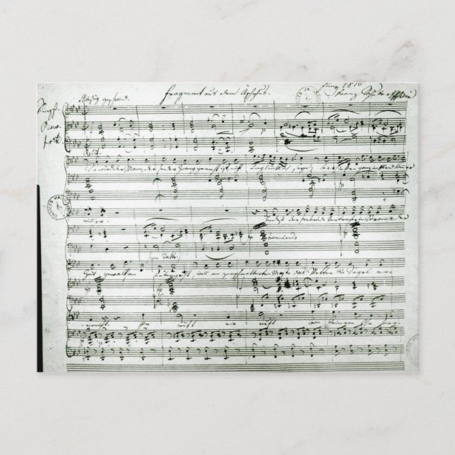 Autograph score of 'Fragment aus dem Postcard (Front)