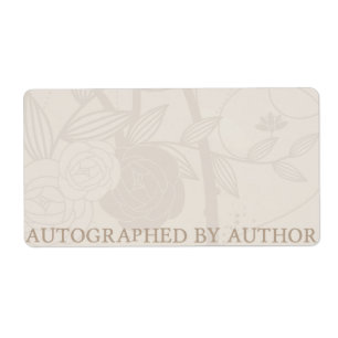 Autographed by Author Bookplate Cream Flower