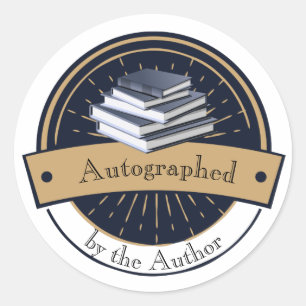Autographed by the Author, Stack of Books Classic Round Sticker