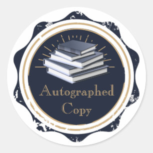 Autographed Copy, Stacked Books Classic Round Sticker