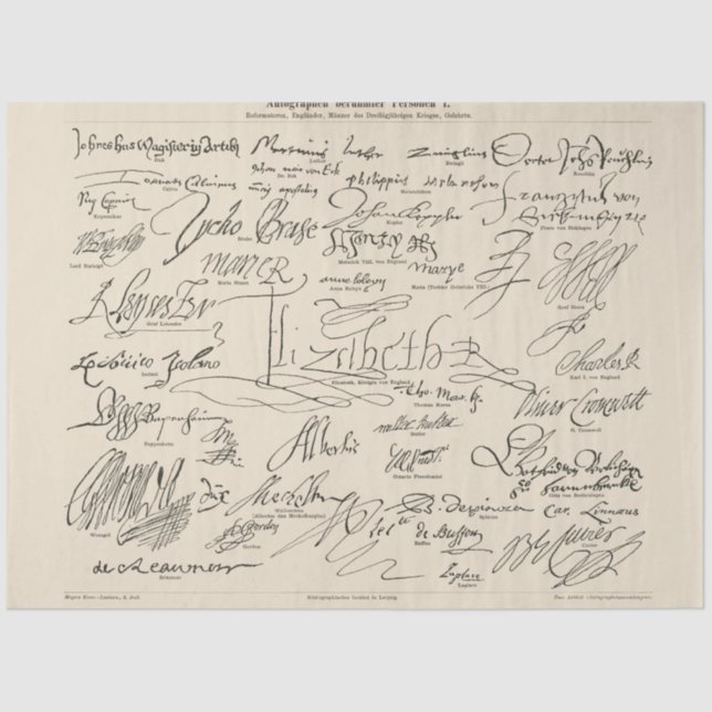 Autographs of Famous People Handwritten Script Tissue Paper (Front)