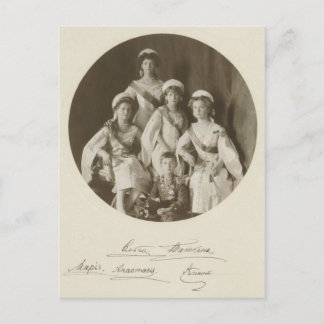AUTOGRAPHS OTMA & Alexis Romanov Russia kids tsar Postcard