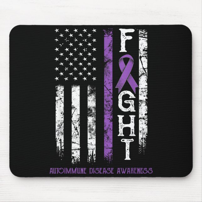 Autoimmune disease warrior us flag Graphic Art Mouse Mat (Front)