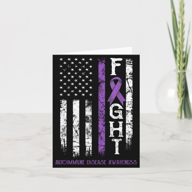 Autoimmune disease warrior us flag Illustration Card (Front)