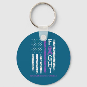 Autoimmune disease warrior us flag key ring