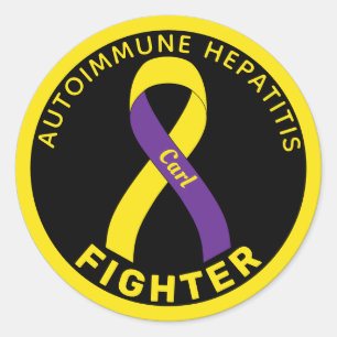 Autoimmune Hepatitis Fighter Ribbon Black Classic Classic Round Sticker