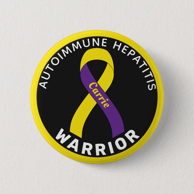Autoimmune Hepatitis Warrior Ribbon Black Button (Front)