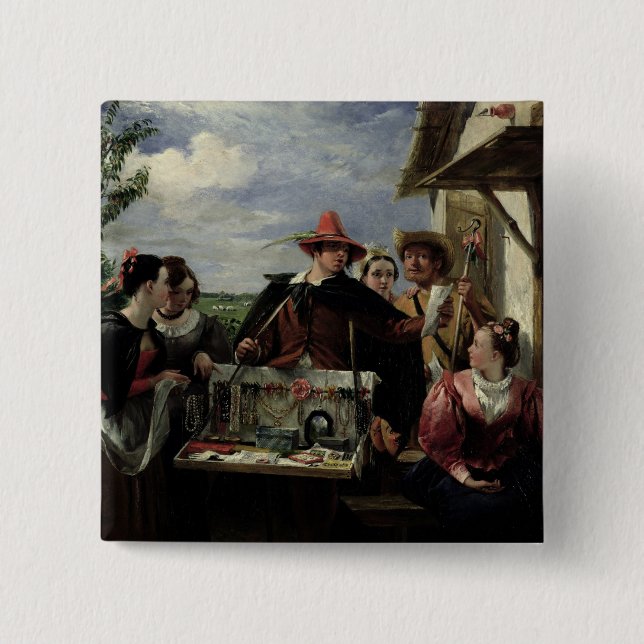 Autolycus, scene from 'A Winter's Tale', 1836 (oil 15 Cm Square Badge (Front)