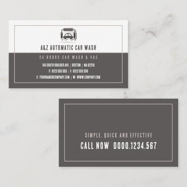 Automatic Car Wash Services | Professional Business Card (Front/Back)
