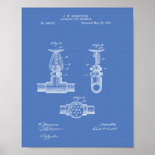 Automatic Fire Sprinkler 1893 Patent - Blueprint Poster