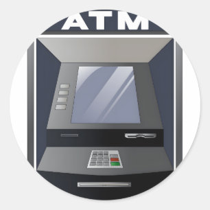 Automatic Teller Machine Atm Classic Round Sticker