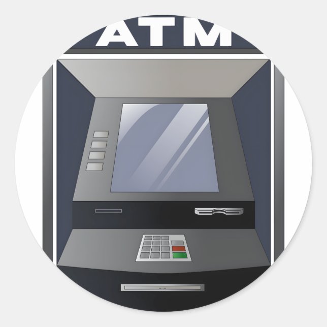 Automatic Teller Machine Atm Classic Round Sticker (Front)