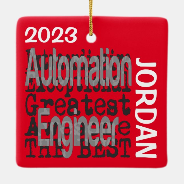 Automation Engineer Extraordinaire CUSTOM Ceramic Ornament (Back)