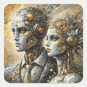 Automaton Deco - Futurist Series Art Collection Square Sticker