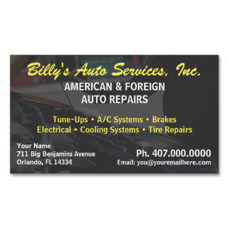 Automobile Car Repair Mechanic Template Magnetic Business Card