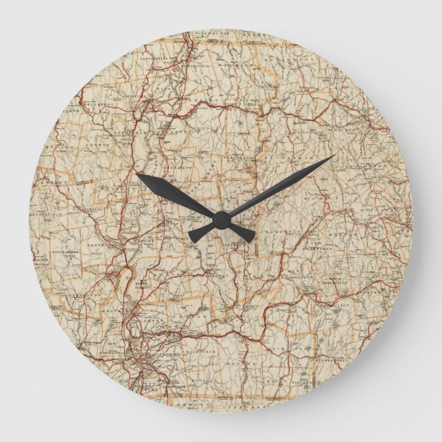 Automobile map Massachusetts vintage geography car Large Clock (Front)