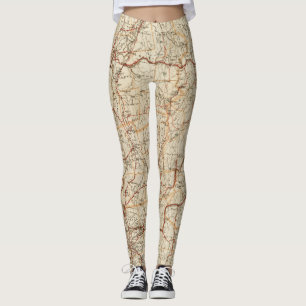 Automobile map Massachusetts vintage geography car Leggings