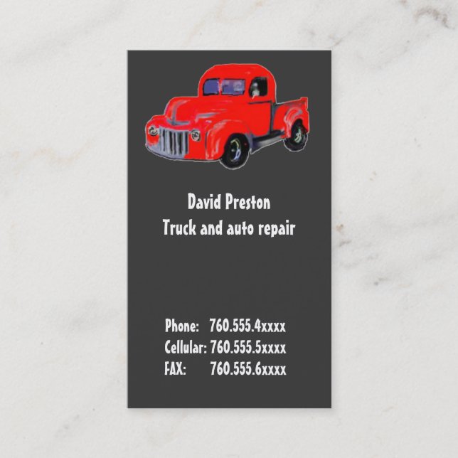 Automobile Repair American Truck Business Card (Front)