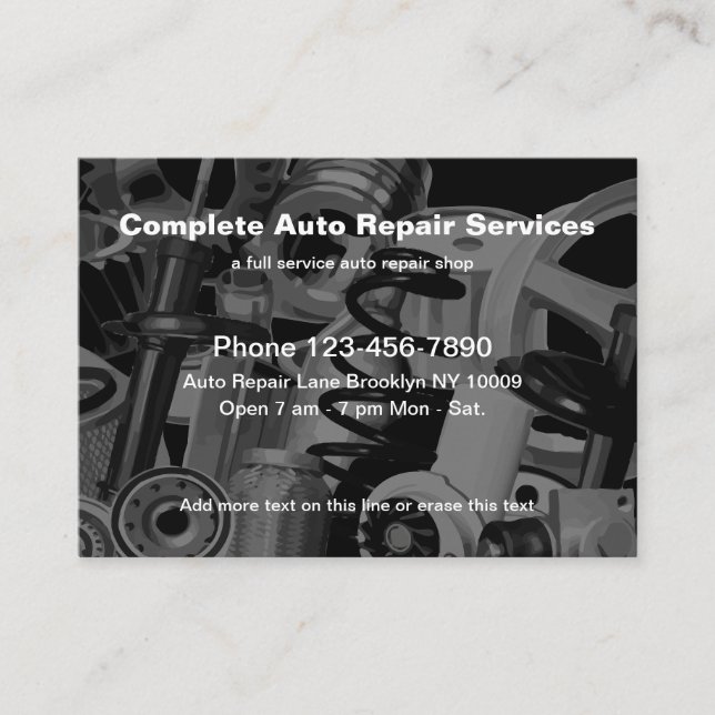 Automobile Repair Services Auto Parts Theme Business Card (Front)