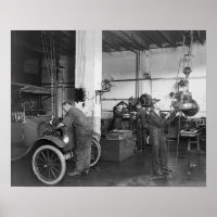 Automobile Repair Shop, 1919. Vintage Photo