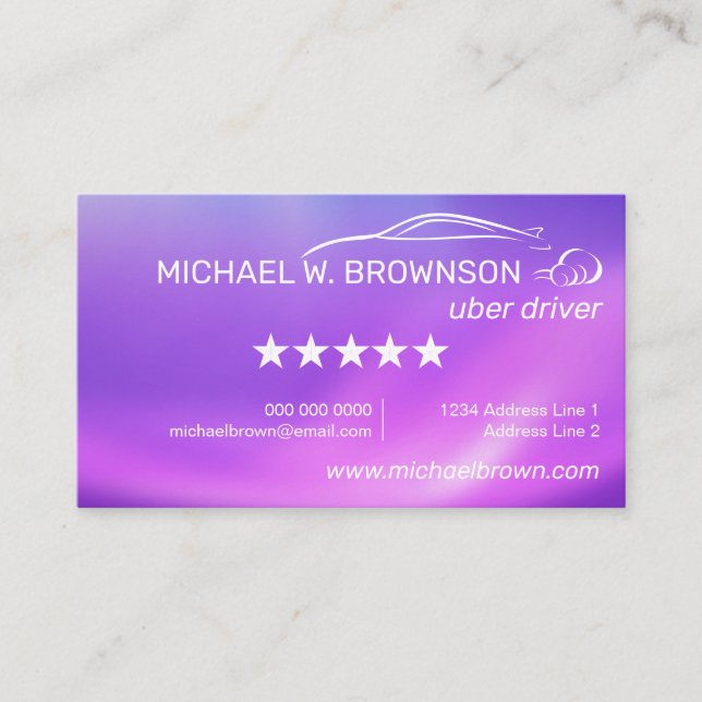 Automobile Service rainbow pink driver 5 star Business Card (Front)
