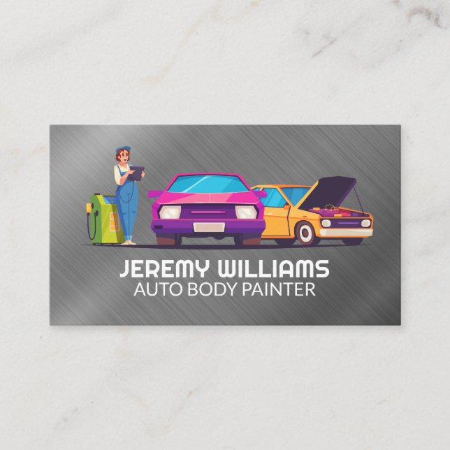 Automobiles Illustration | Mechanic Technician Business Card (Front)