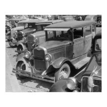 Automobiles on Main Street, 1941. Vintage Photo