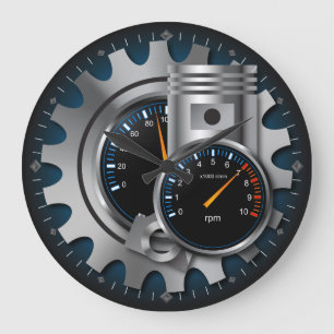 Automotive 1 Wall Clocks & Numeral Options