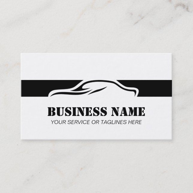 Automotive Auto Repair Black Striped Professional Business Card (Front)