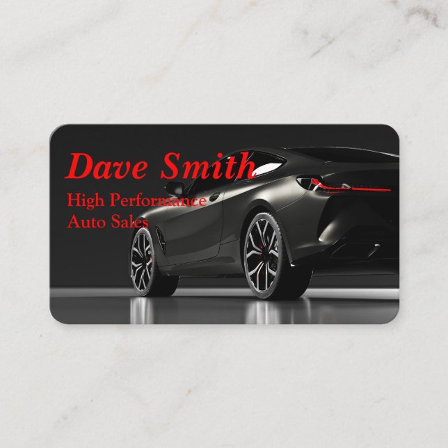 Automotive Auto Repair Cool Black & Red Car Business Card (Front)