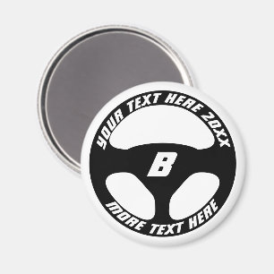 Automotive black car steering wheel custom fridge magnet