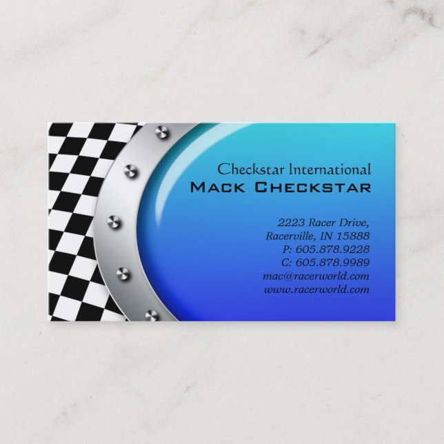 Automotive Business Card Racing Checkers Bolts (Front)