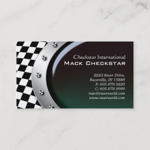 Automotive Business Card Racing Checkers Bolts