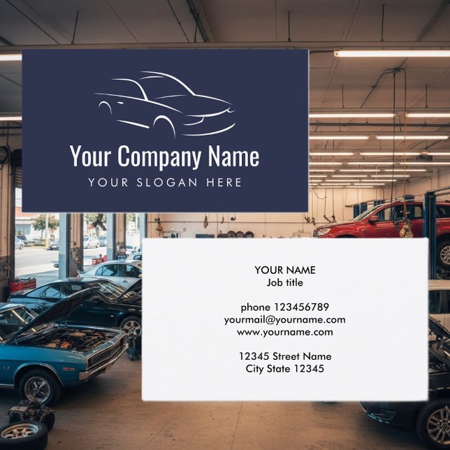 Automotive car company logo business card template (automotive business card with car logo)