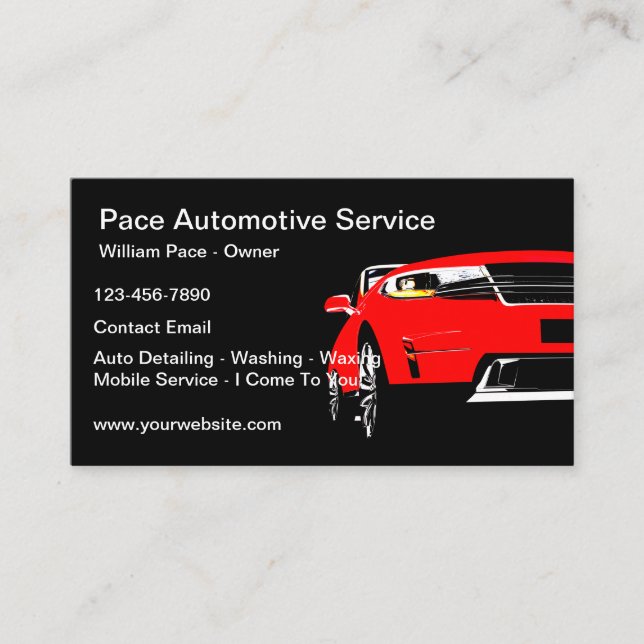 Automotive Car Detailing Services  Business Card (Front)