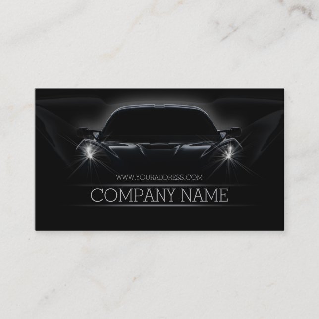 Automotive Car Front Light Black Business Card (Front)