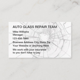Automotive Car Glass Repair Business Cards