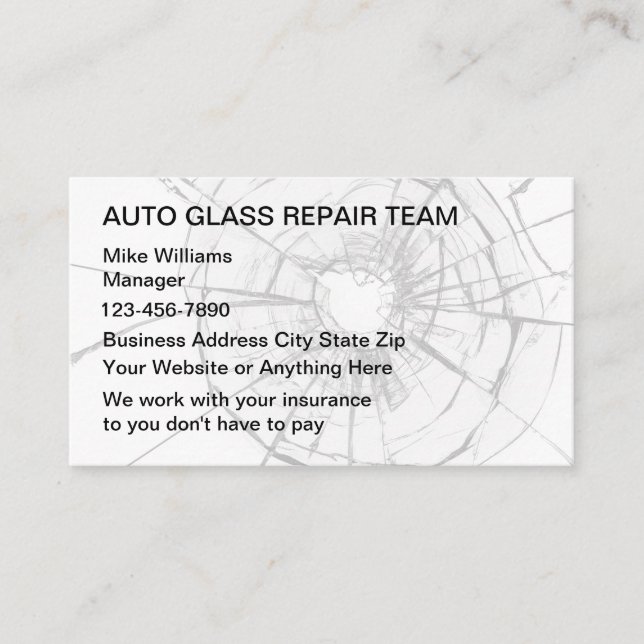 Automotive Car Glass Repair Business Cards (Front)