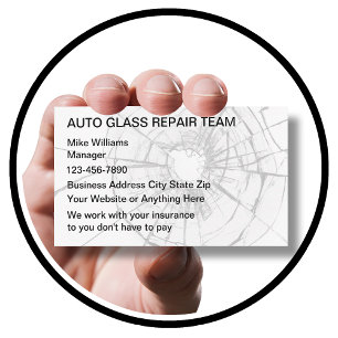 Automotive Car Glass Repair Business Cards